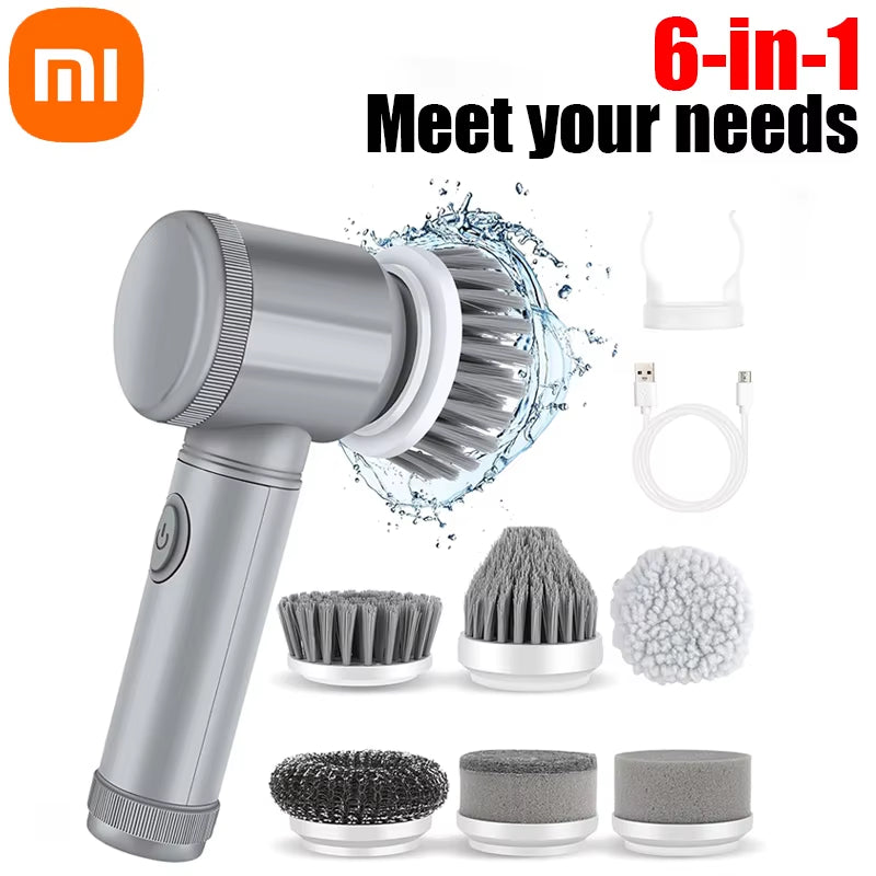 Xiaomi  Electric Scrubber Spin Cleaning Brush Power Scrubber with 6Replaceable Brush Heads Electric Cleaning Brush Bathroom