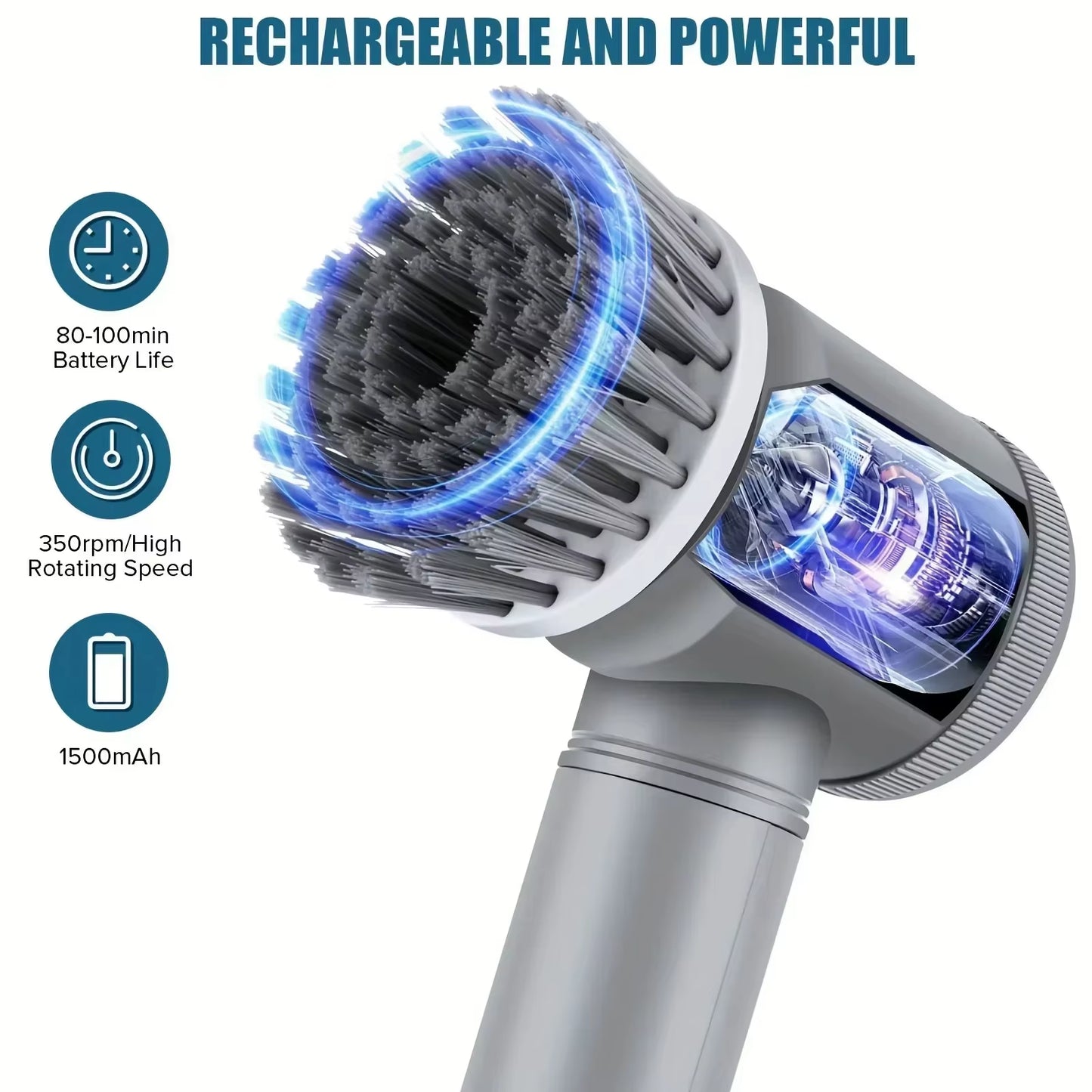 Xiaomi  Electric Scrubber Spin Cleaning Brush Power Scrubber with 6Replaceable Brush Heads Electric Cleaning Brush Bathroom