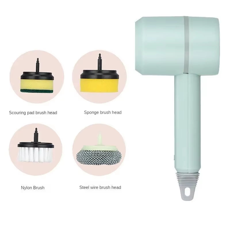 Multi-Functional 4-in-1 Electric Cleaning Brush with USB Charging for Kitchen and Bathroom Use